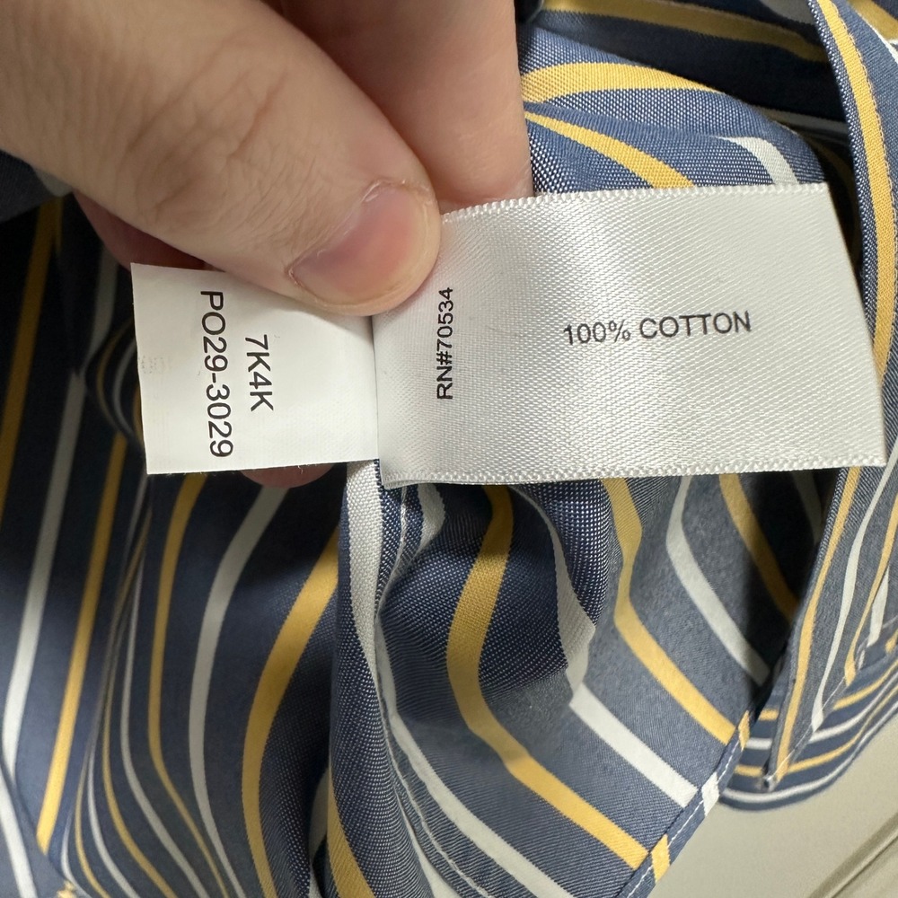 Orvis Classic Fit Shirt Mens Large Blue Yellow Stripe Button Down Cotton - Picture 4 of 6